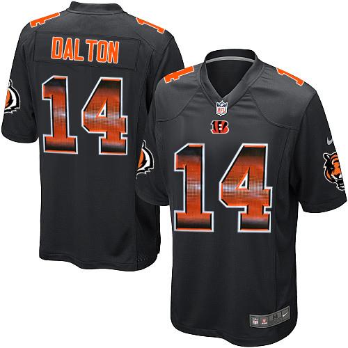 Nike Bengals #14 Andy Dalton Black Team Color Men's Stitched NFL Limited Strobe Jersey - Click Image to Close